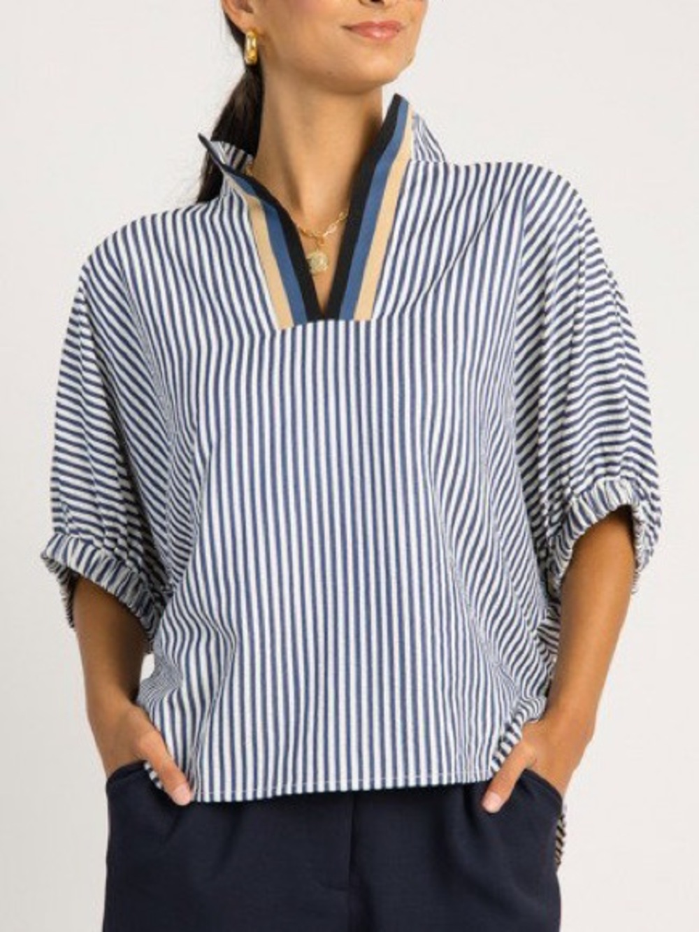 Entro Seersucker Stripes Top